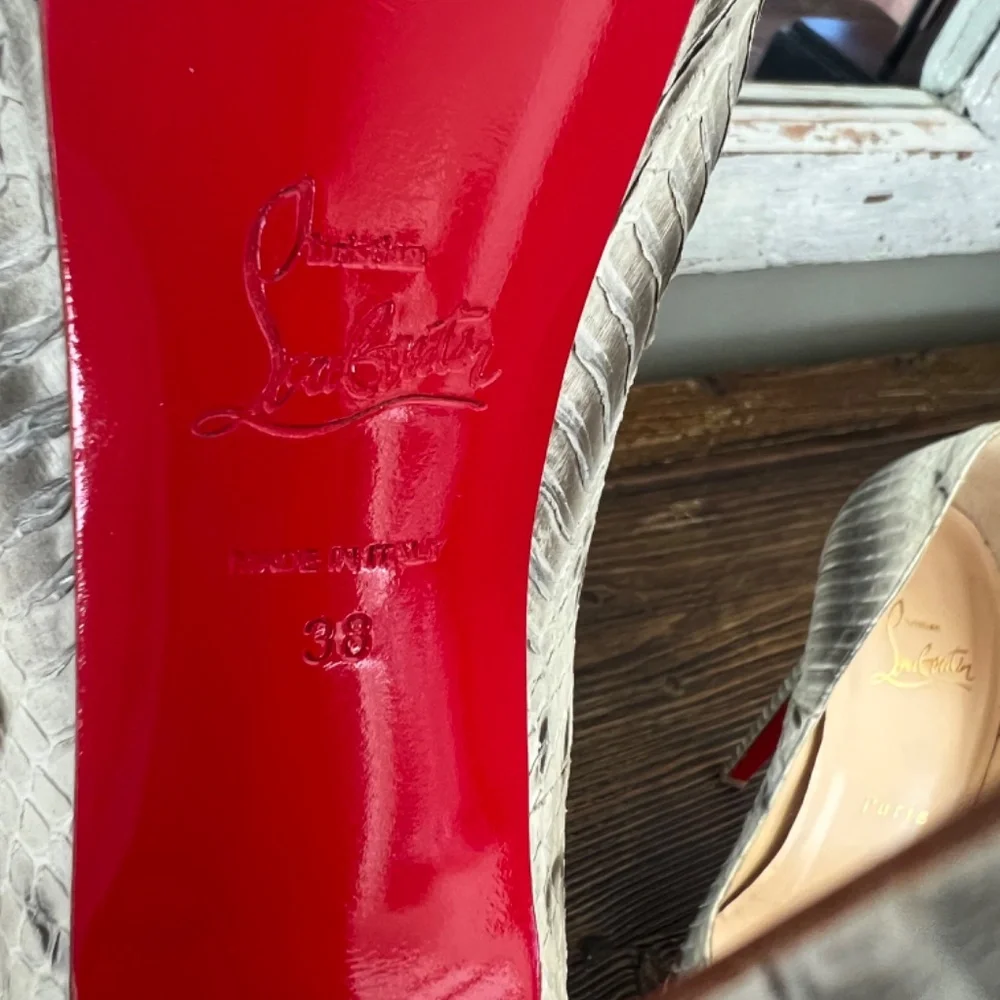 Christian Louboutin  Peep Toe Platform Pump -Grey Snakeskin - Picture 9 of 17